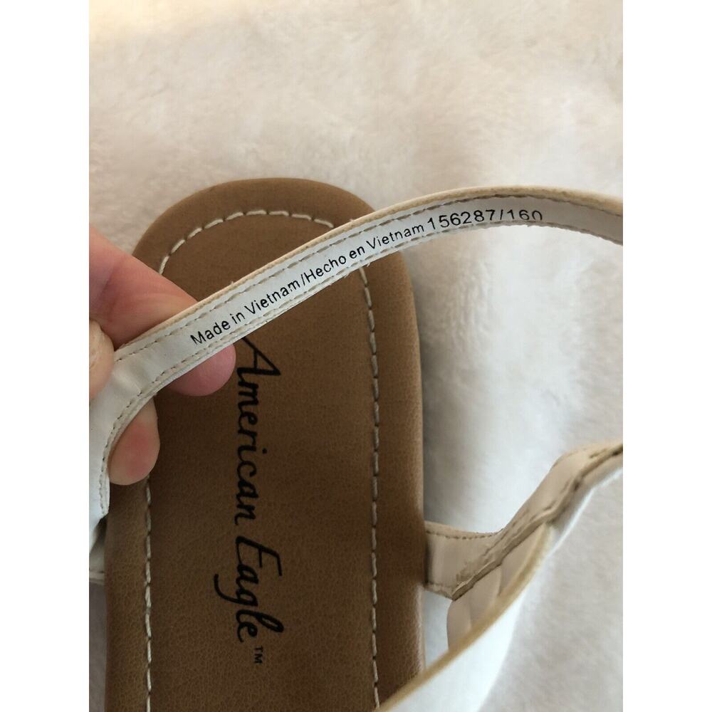 American Eagle‎ Women’s Sandals 7.5 White Cottagecore Minimalist Adjustable Flaw - Picture 9 of 13
